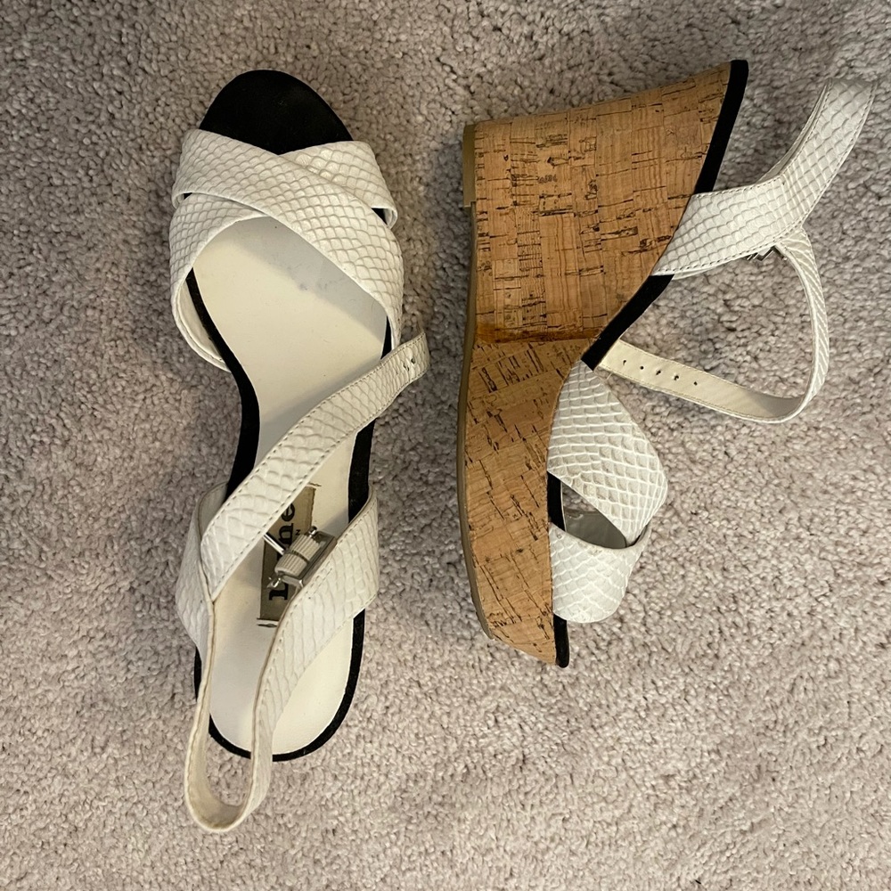 White wedges. Brand: Dune. Size: 7.5.